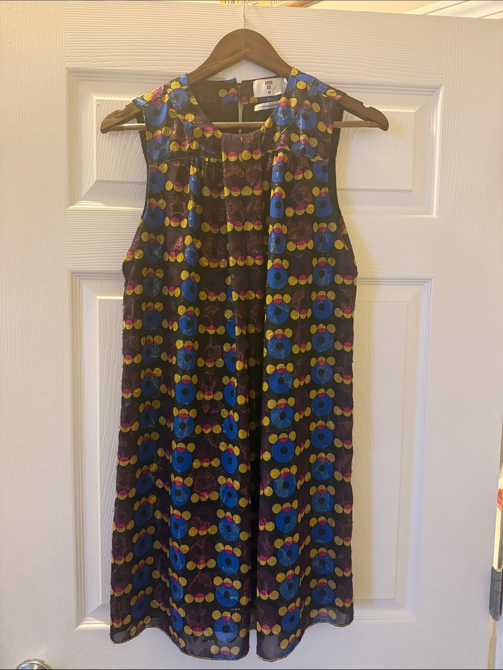 Anna Sui x Target  Black Dress with Blue, Yellow and Pink Dot Print